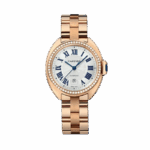 cartier cle de cartier 31mm pink gold diamond case white dial ladies watch