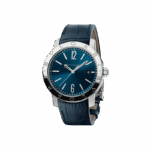 bvlgari solo tempo watch 41mm stainless blue dial blue strap steel bracelet