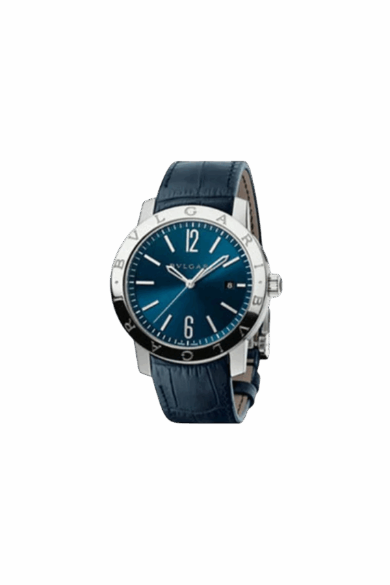 bvlgari solo tempo watch 41mm stainless blue dial blue strap steel bracelet