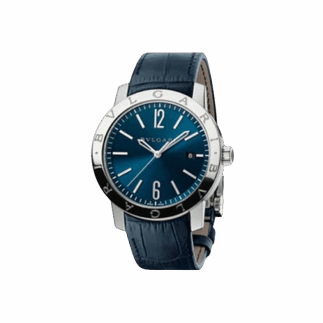 bvlgari solo tempo watch 41mm stainless blue dial blue strap steel bracelet
